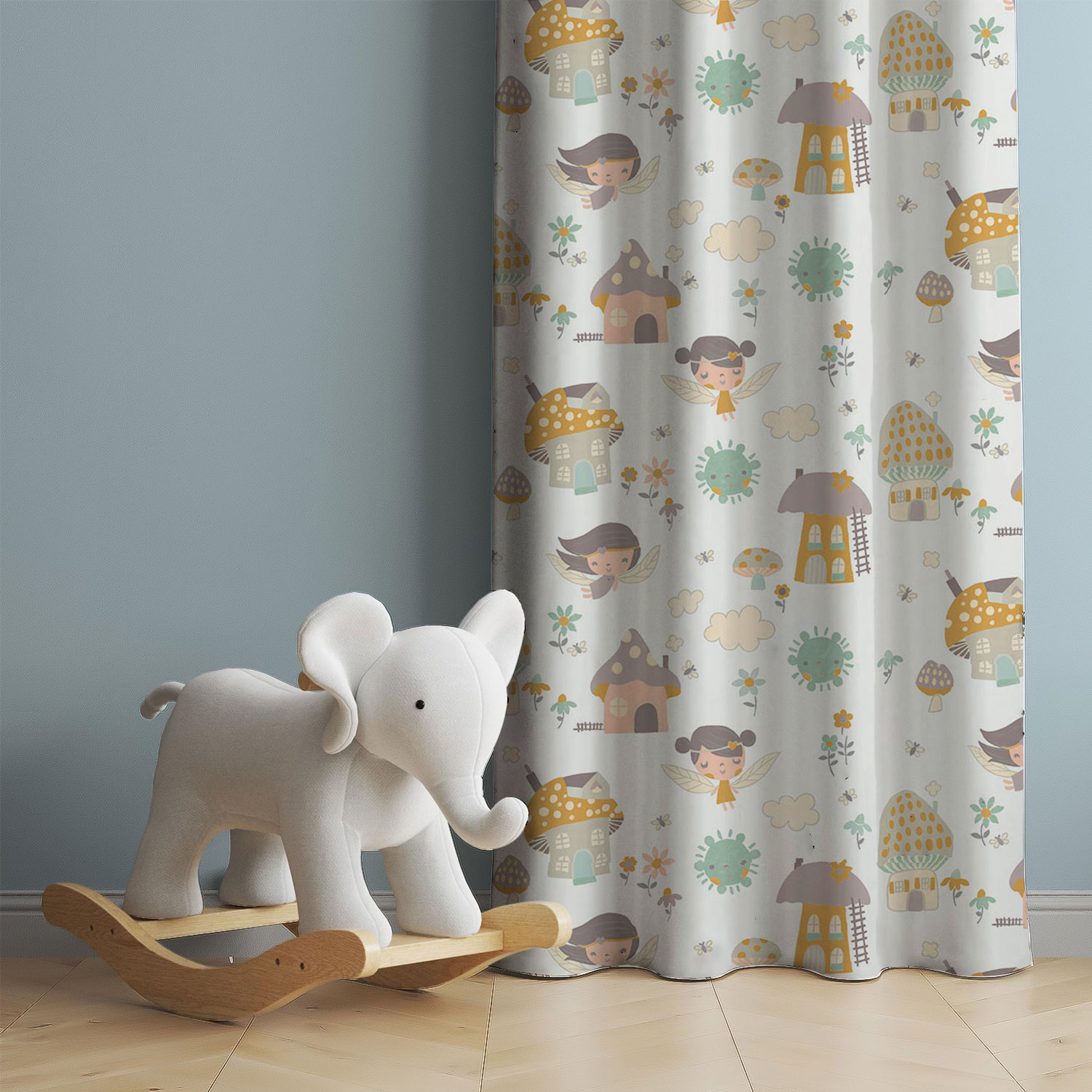 Whimsy Fairy Garden Cotton Curtain